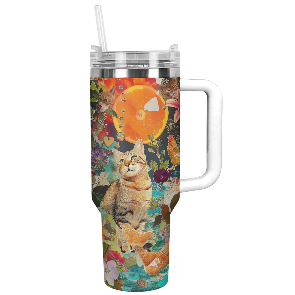 Cat Custom Stanley Quencher 40oz Stainless Steel Tumbler With Handle