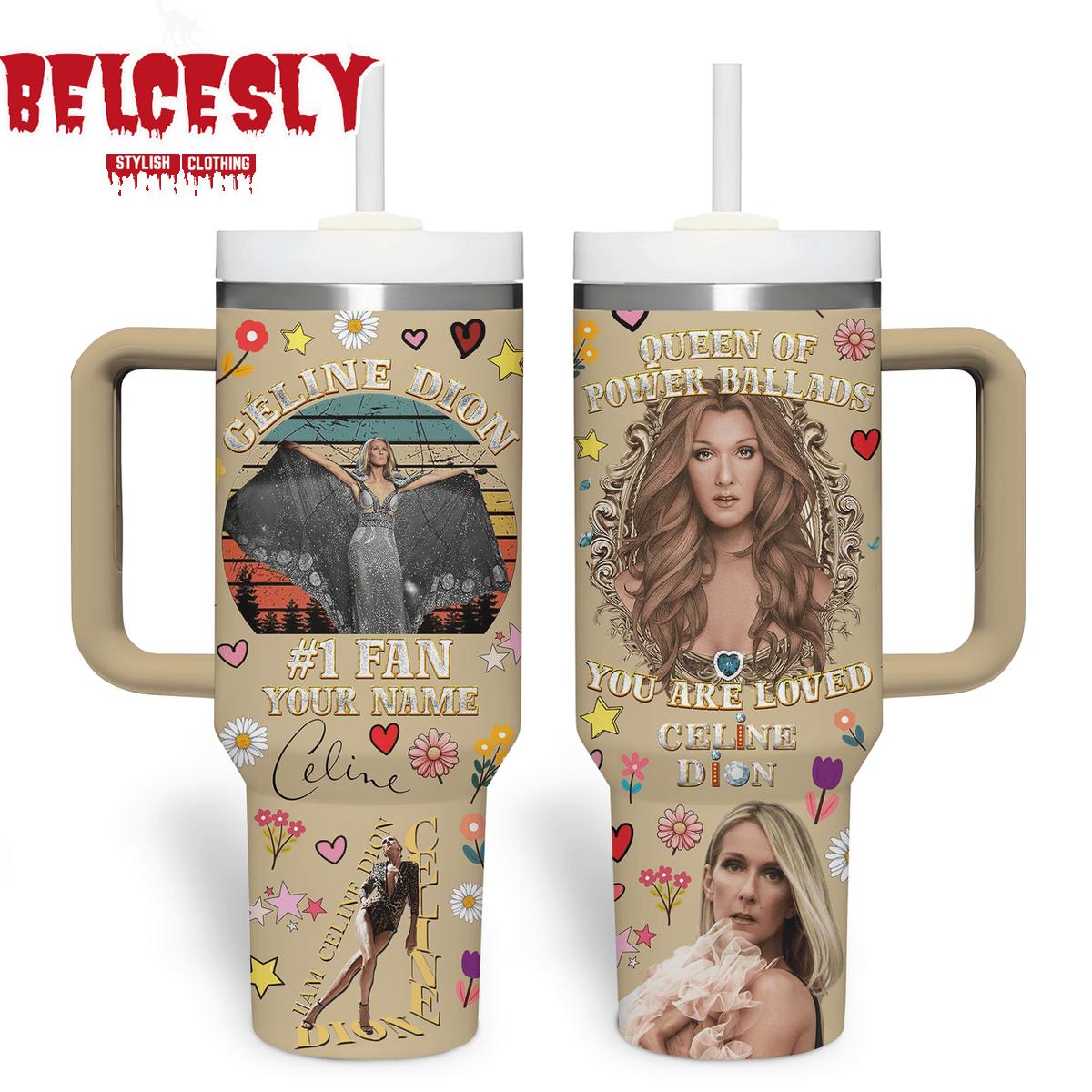Celine Dion Music Custom Stanley Quencher 40oz Stainless Steel Tumbler With Handle
