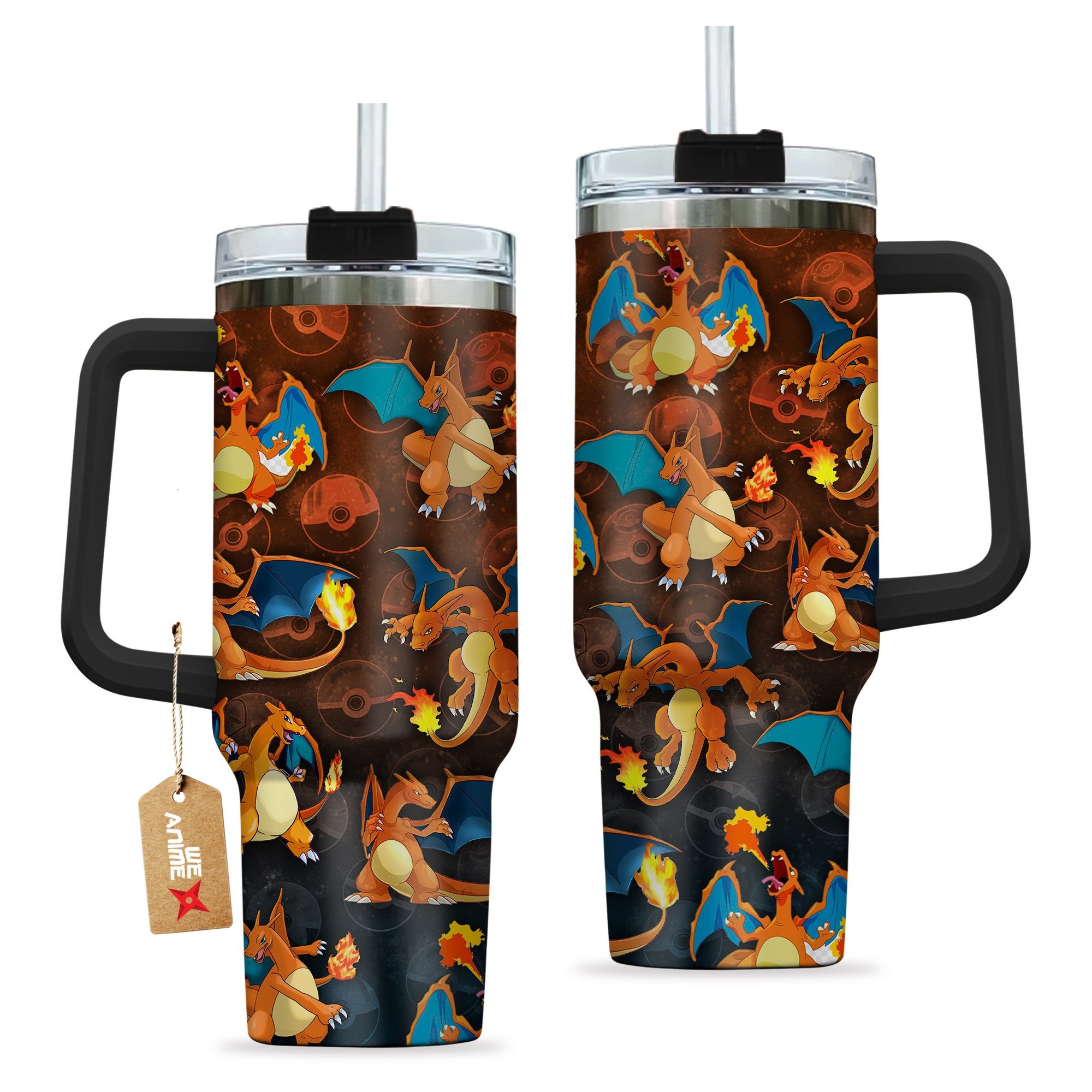 Charizard Pokemon Anime Custom Stanley Quencher 40oz Stainless Steel Tumbler With Handle