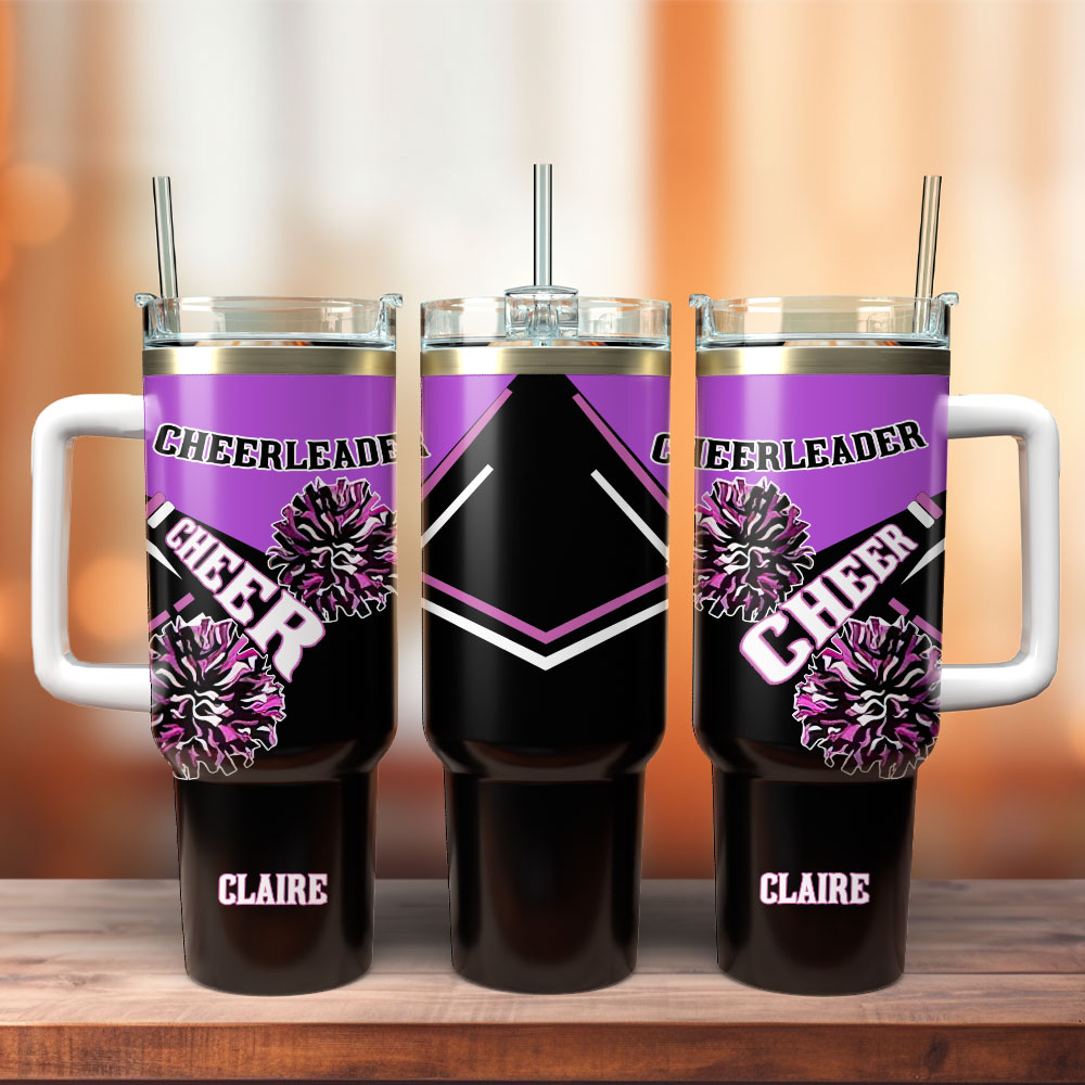 Cheerleader Sport Custom Stanley Quencher 40oz Stainless Steel Tumbler With Handle