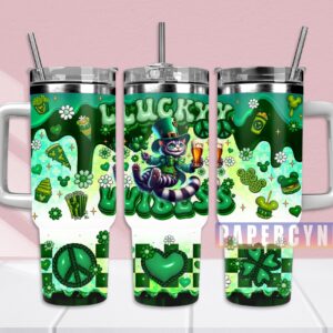 Cheshire Cat Custom Stanley Quencher 40oz Stainless Steel Tumbler With Handle