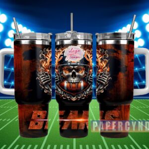 Chicago Bears Custom Stanley Quencher 40oz Stainless Steel Tumbler With Handle