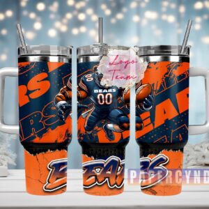 Chicago Bears Custom Stanley Quencher 40oz Stainless Steel Tumbler With Handle