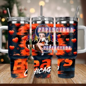 Chicago Bears Custom Stanley Quencher 40oz Stainless Steel Tumbler With Handle