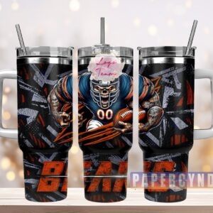 Chicago Bears Custom Stanley Quencher 40oz Stainless Steel Tumbler With Handle