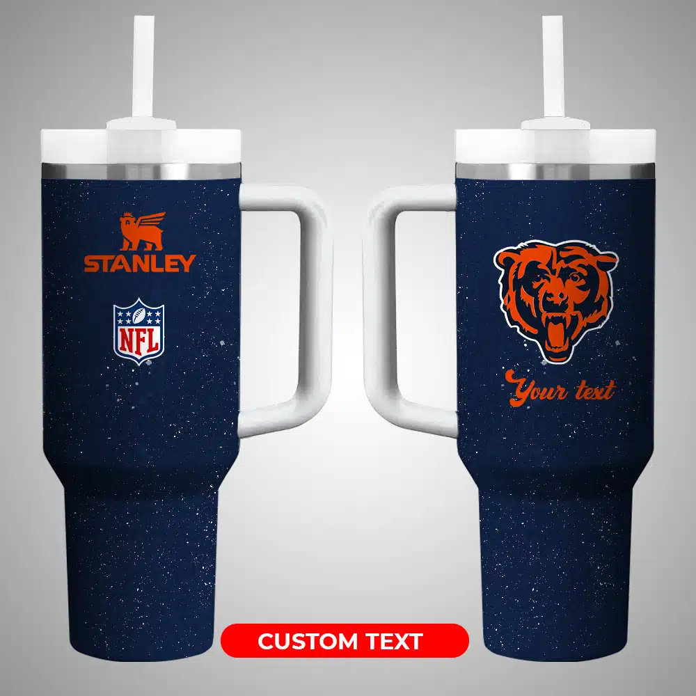 Chicago Bears NFL Custom Stanley Quencher 40oz Stainless Steel Tumbler With Handle