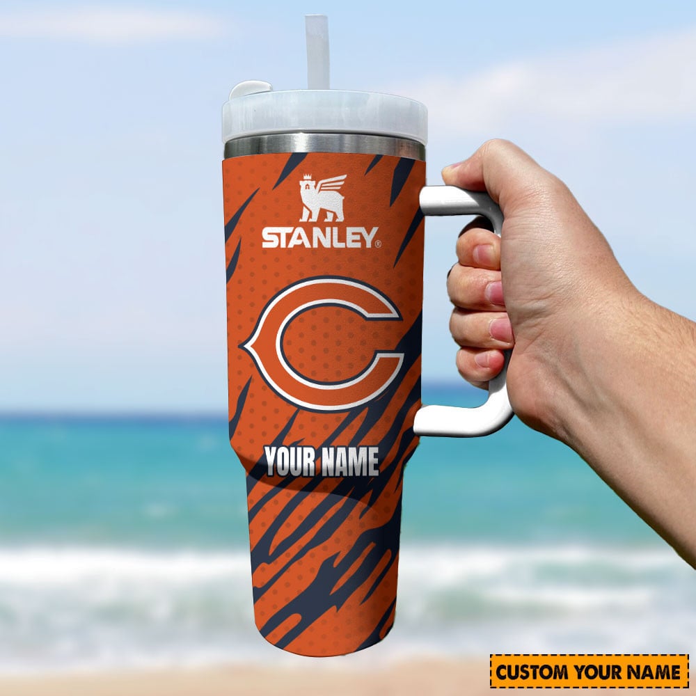 Chicago Bears NFL Custom Stanley Quencher 40oz Stainless Steel Tumbler With Handle
