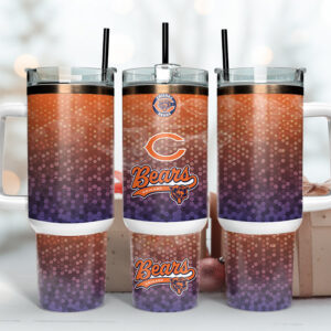 Chicago Bears NFL Custom Stanley Quencher 40oz Stainless Steel Tumbler With Handle