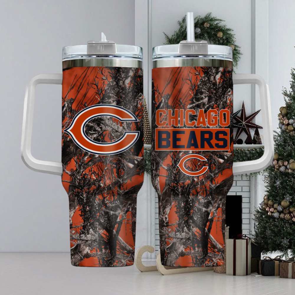 Chicago Bears NFL Custom Stanley Quencher 40oz Stainless Steel Tumbler With Handle