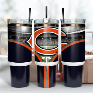 Chicago Bears NFL Custom Stanley Quencher 40oz Stainless Steel Tumbler With Handle