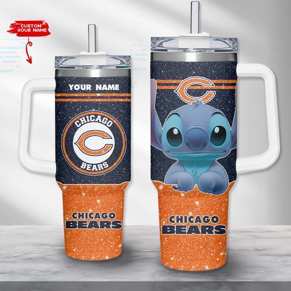 Chicago Bears NFL Custom Stanley Quencher 40oz Stainless Steel Tumbler With Handle