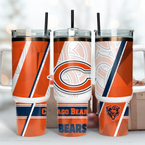Chicago Bears NFL Custom Stanley Quencher 40oz Stainless Steel Tumbler With Handle