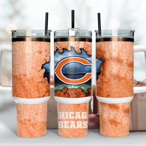 Chicago Bears NFL Custom Stanley Quencher 40oz Stainless Steel Tumbler With Handle