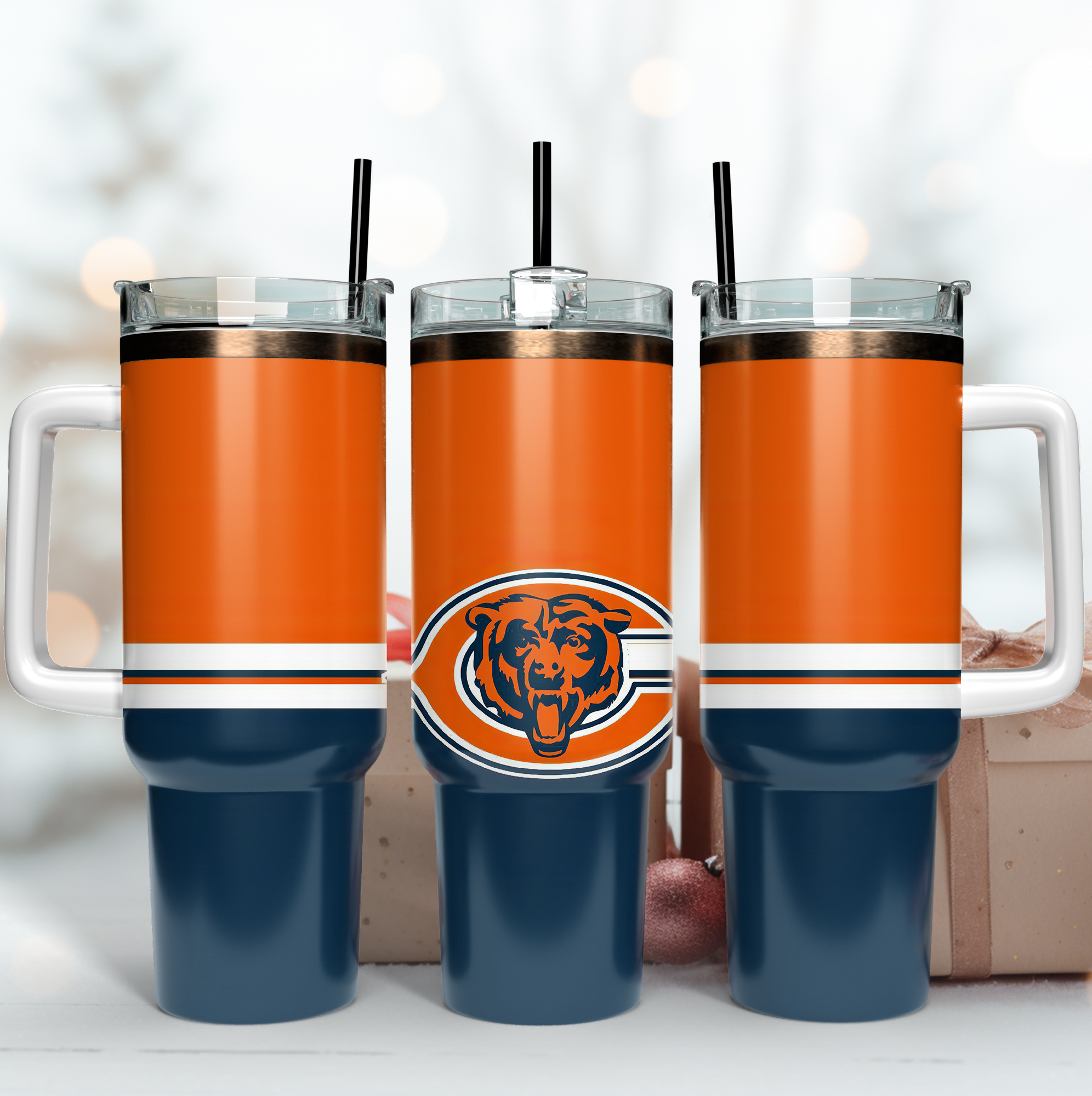 Chicago Bears NFL Custom Stanley Quencher 40oz Stainless Steel Tumbler With Handle