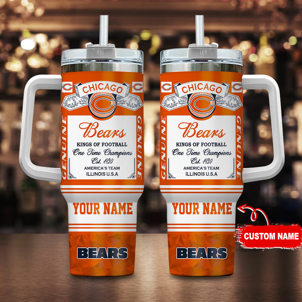 Chicago Bears NFL Custom Stanley Quencher 40oz Stainless Steel Tumbler With Handle