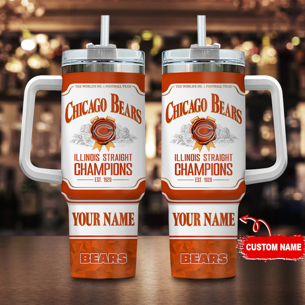 Chicago Bears NFL Jim Beam Custom Stanley Quencher 40oz Stainless Steel Tumbler With Handle
