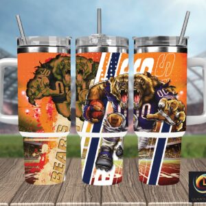 Chicago Bears NFL Mascot Custom Stanley Quencher 40oz Stainless Steel Tumbler With Handle