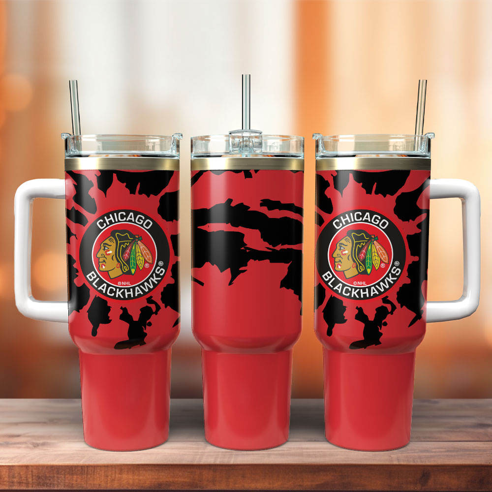Chicago Blackhawks Hockey NHL Sport Custom Stanley Quencher 40oz Stainless Steel Tumbler With Handle