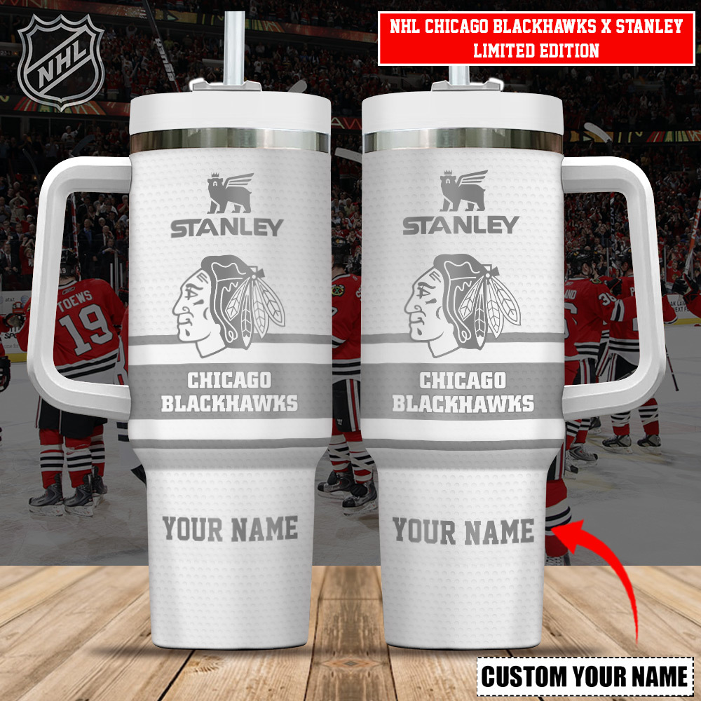 Chicago Blackhawks NHL Custom Stanley Quencher 40oz Stainless Steel Tumbler With Handle