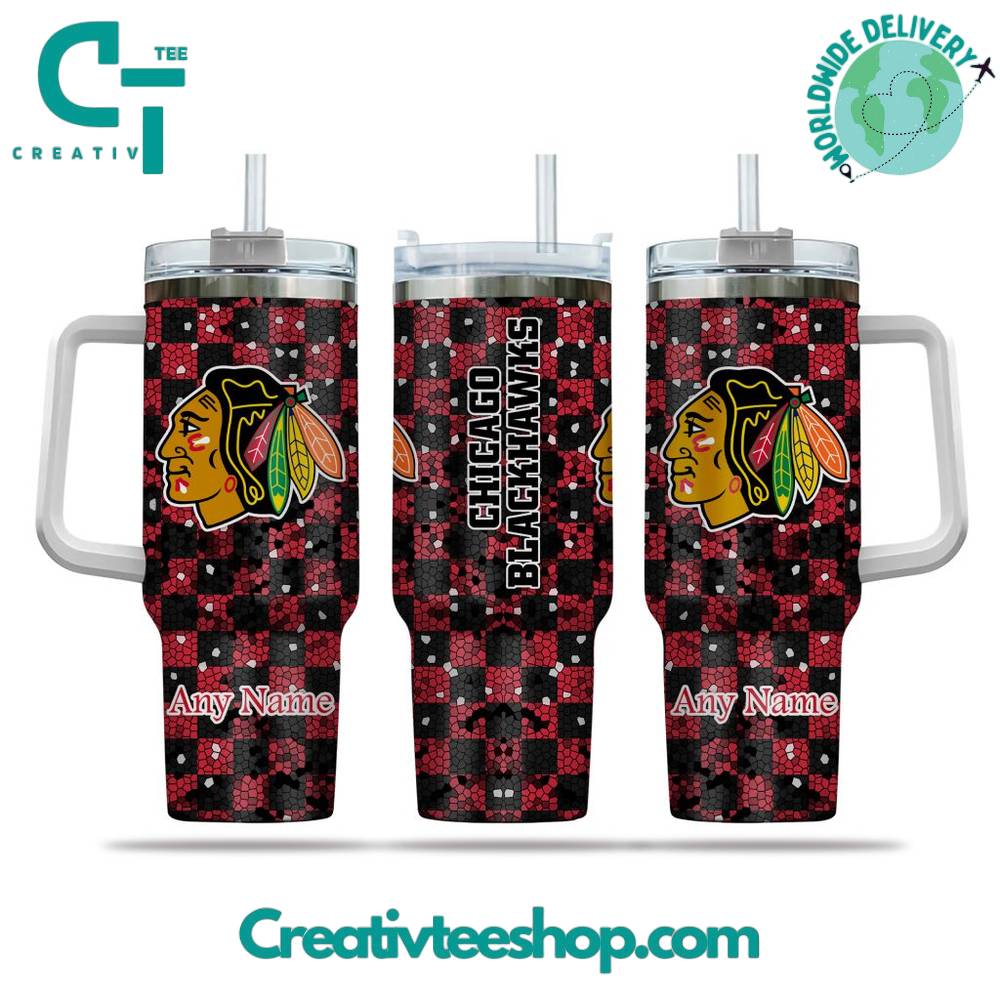 Chicago Blackhawks NHL Custom Stanley Quencher 40oz Stainless Steel Tumbler With Handle