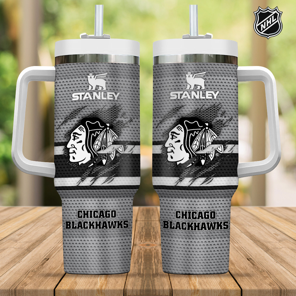 Chicago Blackhawks NHL Custom Stanley Quencher 40oz Stainless Steel Tumbler With Handle