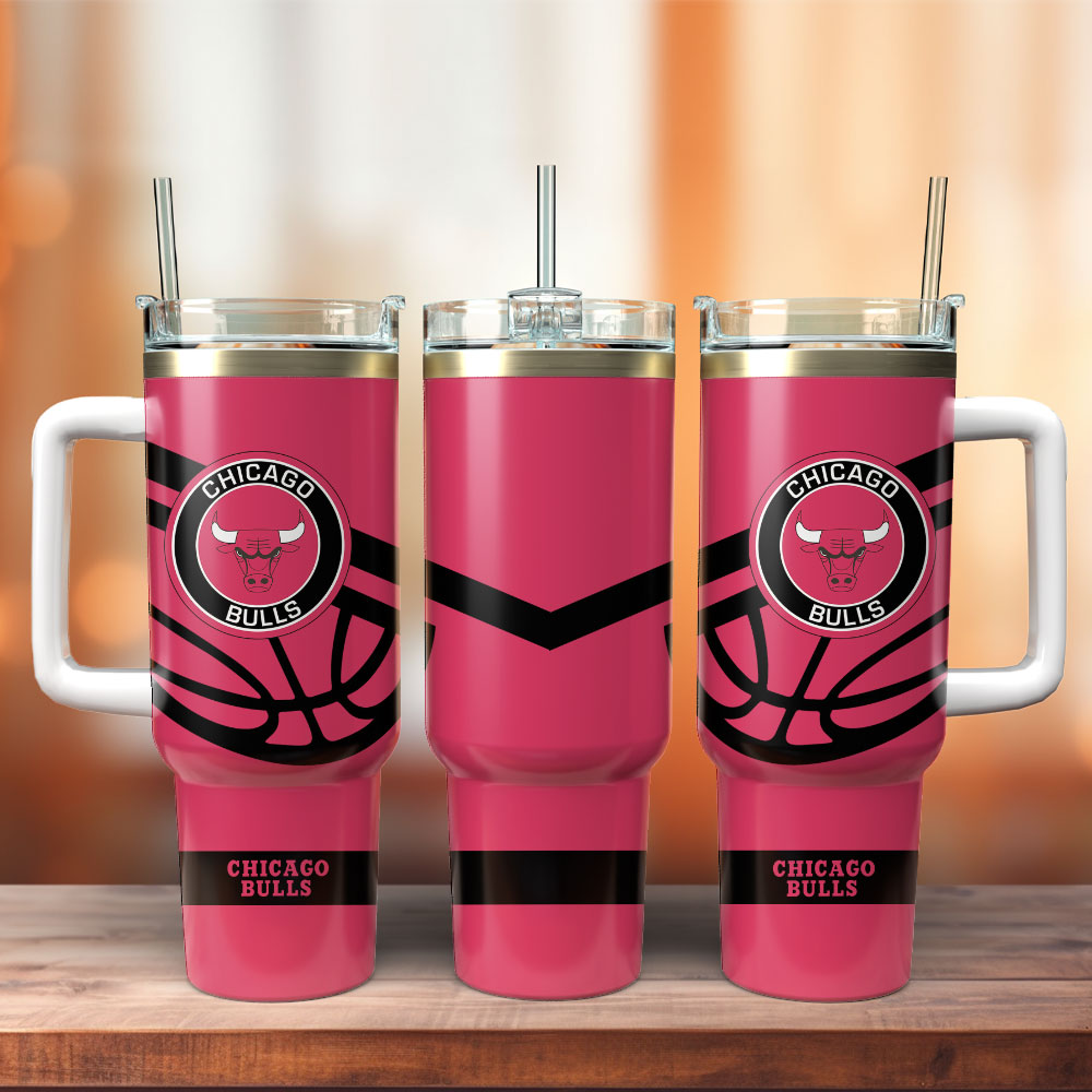 Chicago Bulls Basketball NBA Sport Custom Stanley Quencher 40oz Stainless Steel Tumbler With Handle