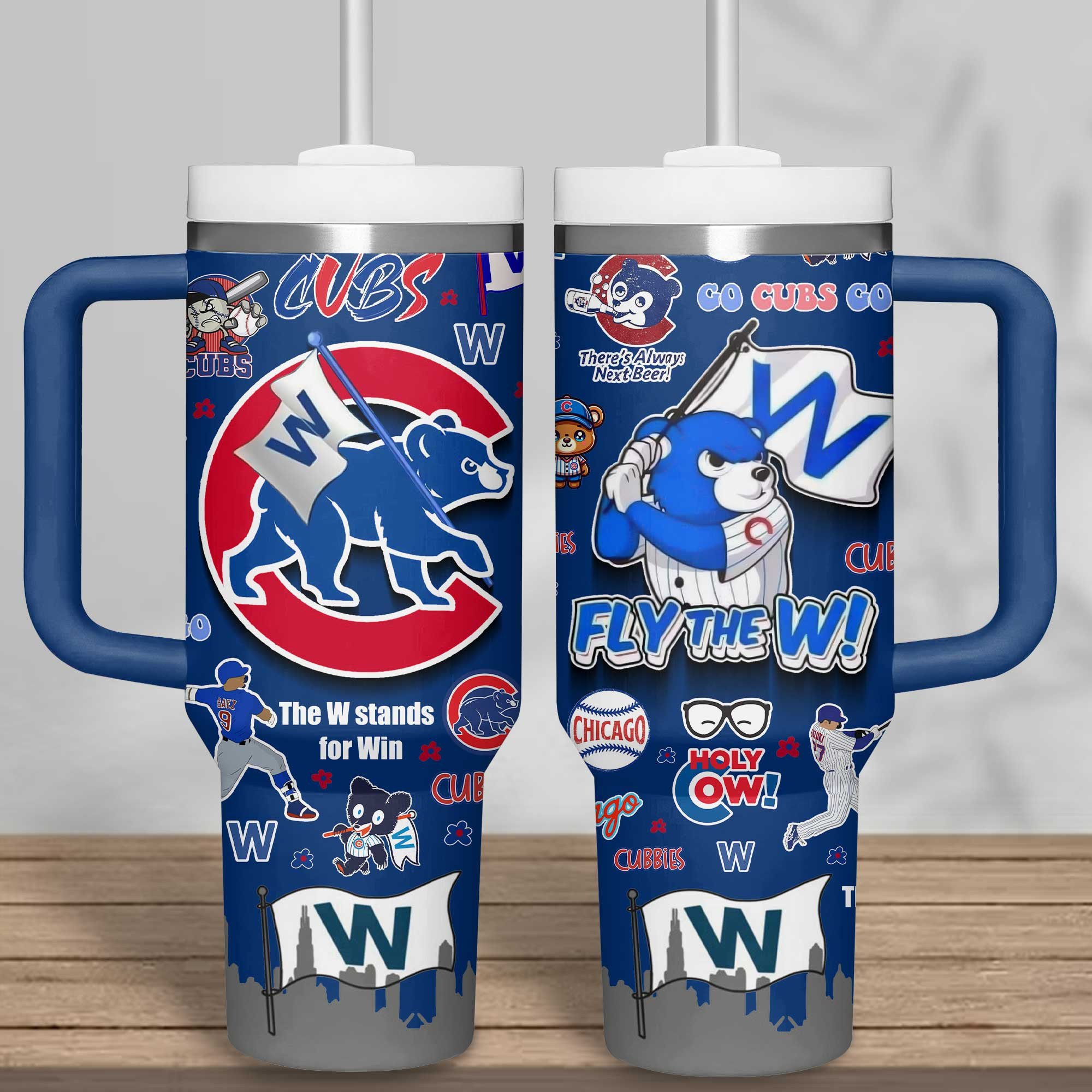 Chicago Cubs MLB Custom Stanley Quencher 40oz Stainless Steel Tumbler With Handle