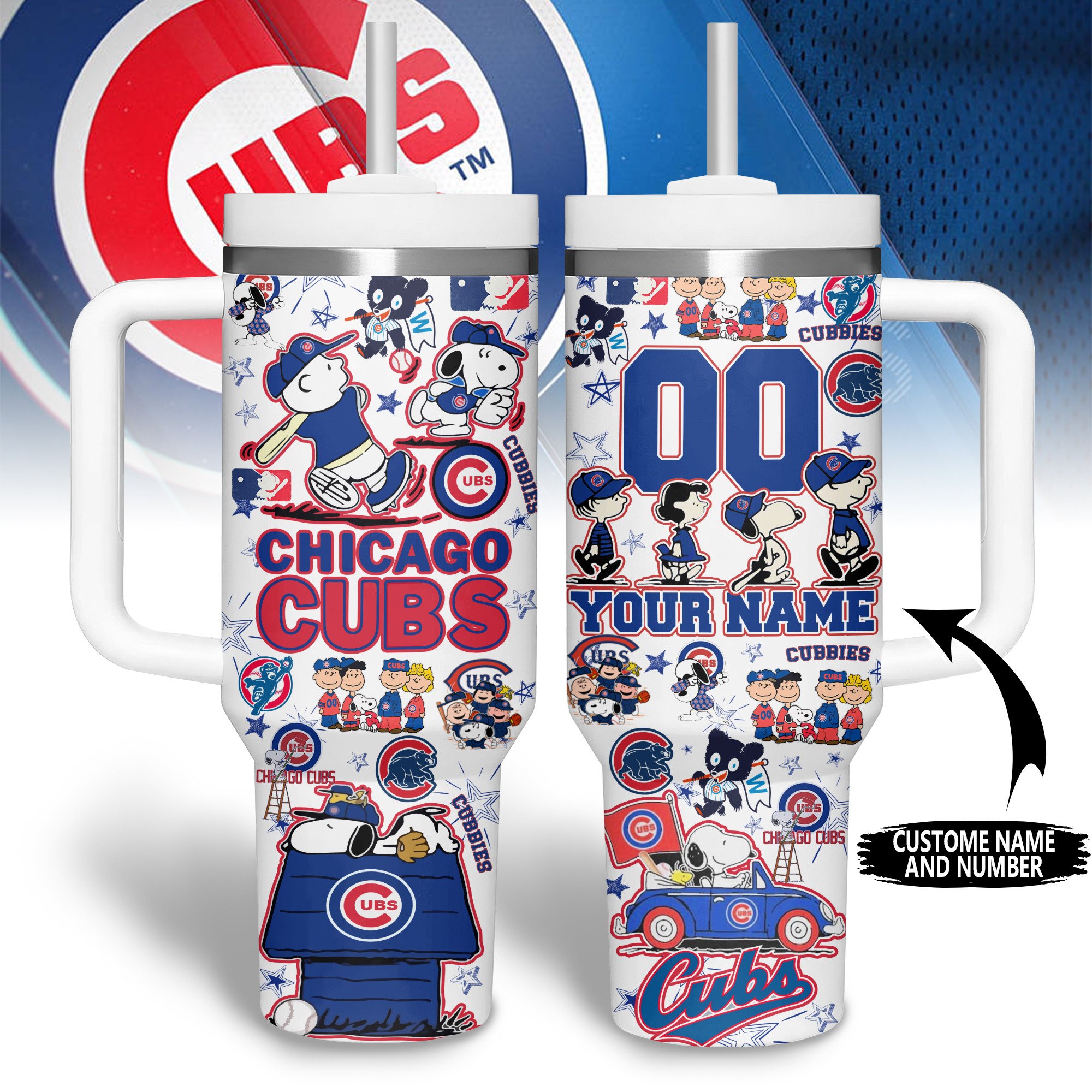 Chicago Cubs MLB Custom Stanley Quencher 40oz Stainless Steel Tumbler With Handle