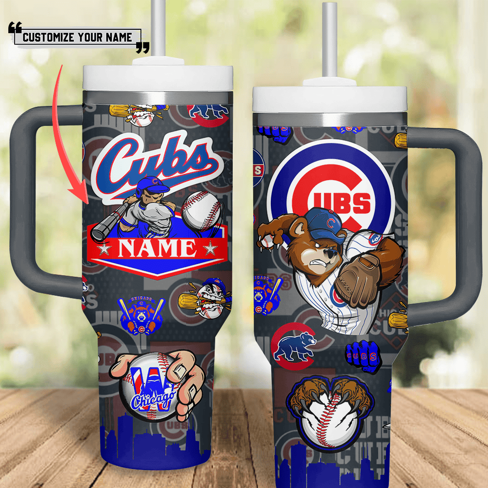 Chicago Cubs MLB Custom Stanley Quencher 40oz Stainless Steel Tumbler With Handle