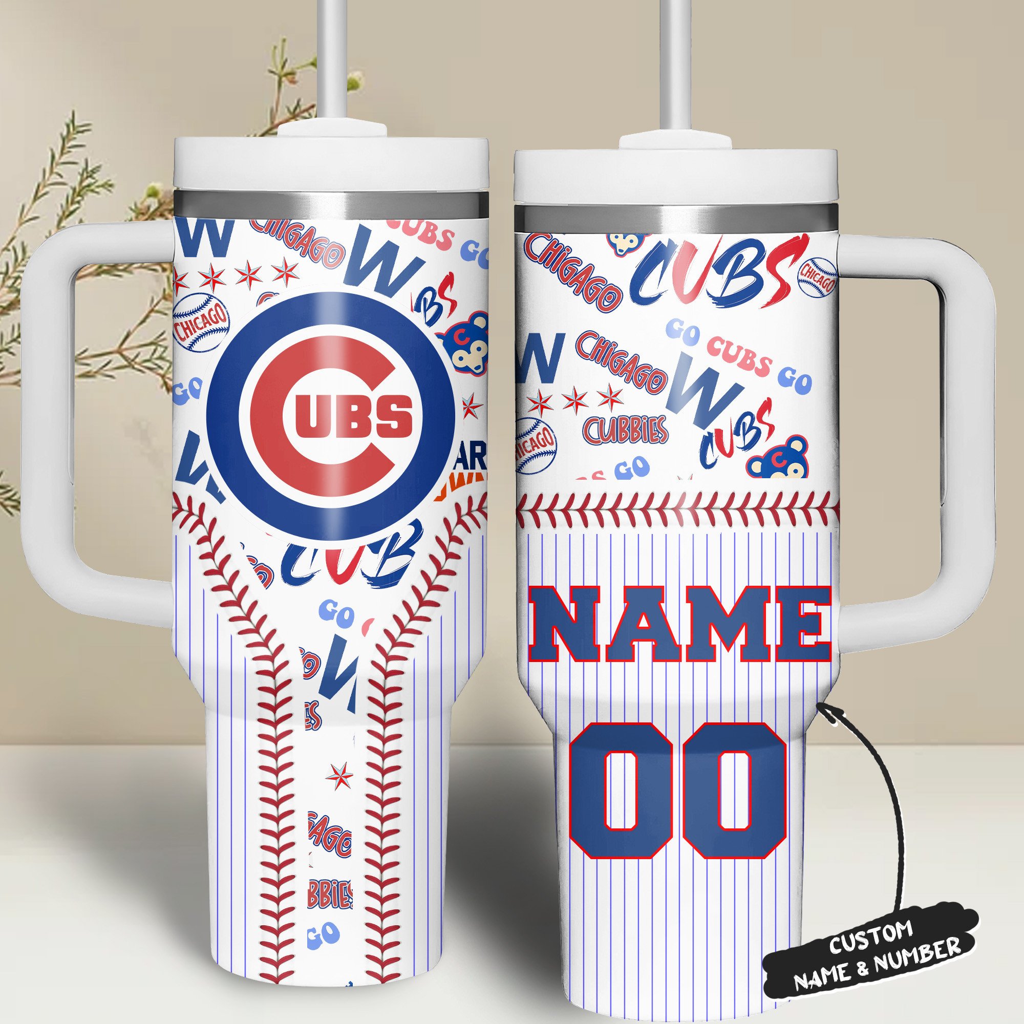 Chicago Cubs MLB Custom Stanley Quencher 40oz Stainless Steel Tumbler With Handle