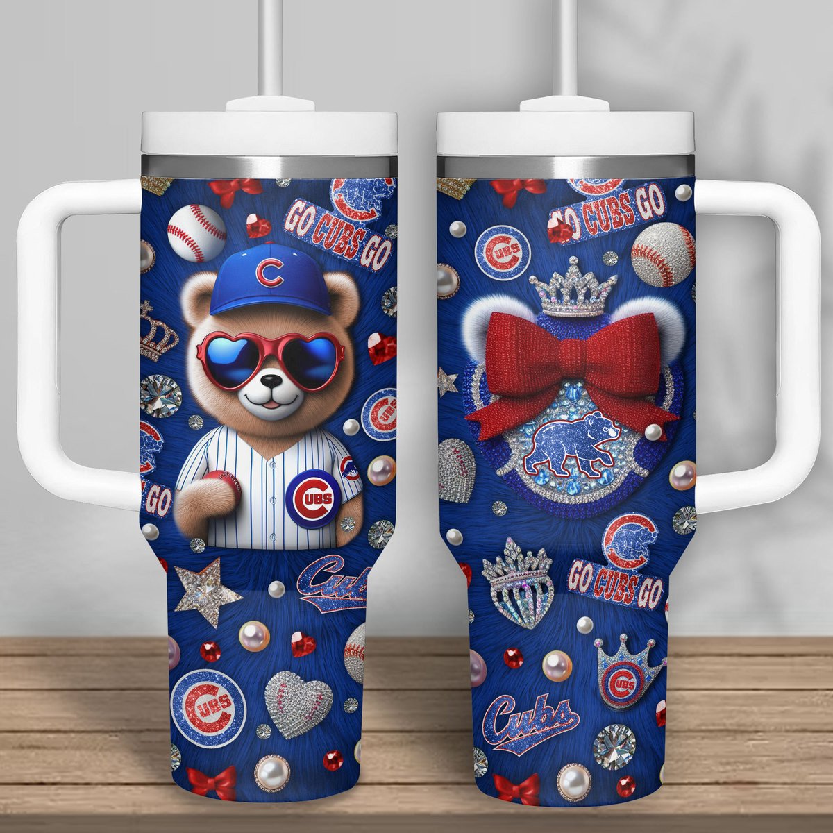 Chicago Cubs MLB Custom Stanley Quencher 40oz Stainless Steel Tumbler With Handle