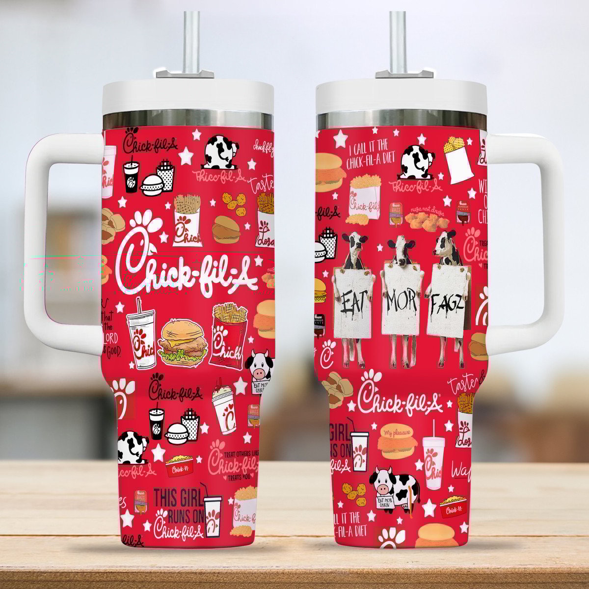 Chick-fil-A Food Custom Stanley Quencher 40oz Stainless Steel Tumbler With Handle