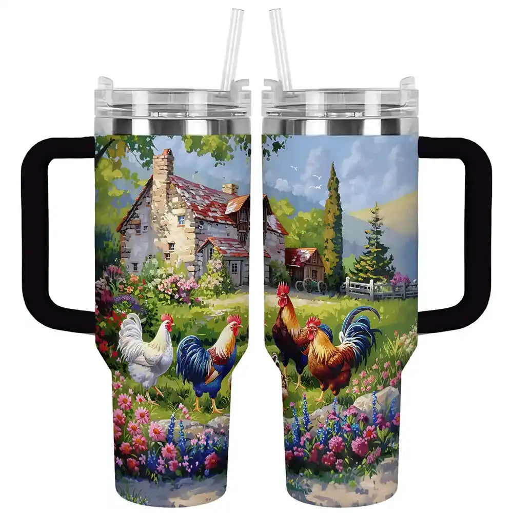 Chicken Custom Stanley Quencher 40oz Stainless Steel Tumbler With Handle
