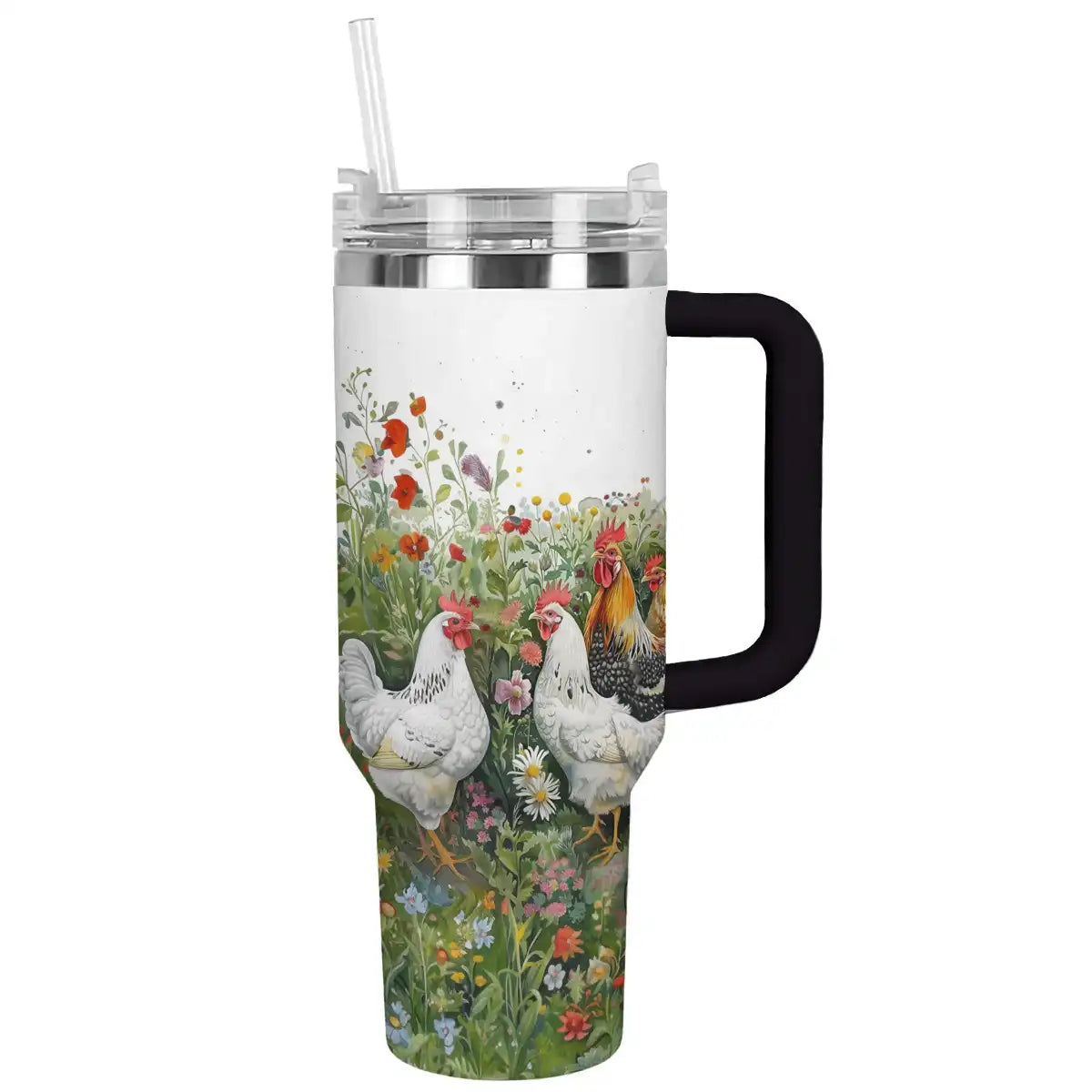Chicken Custom Stanley Quencher 40oz Stainless Steel Tumbler With Handle