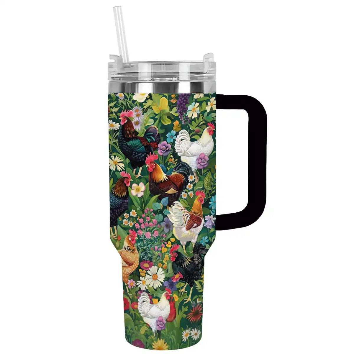 Chicken Custom Stanley Quencher 40oz Stainless Steel Tumbler With Handle