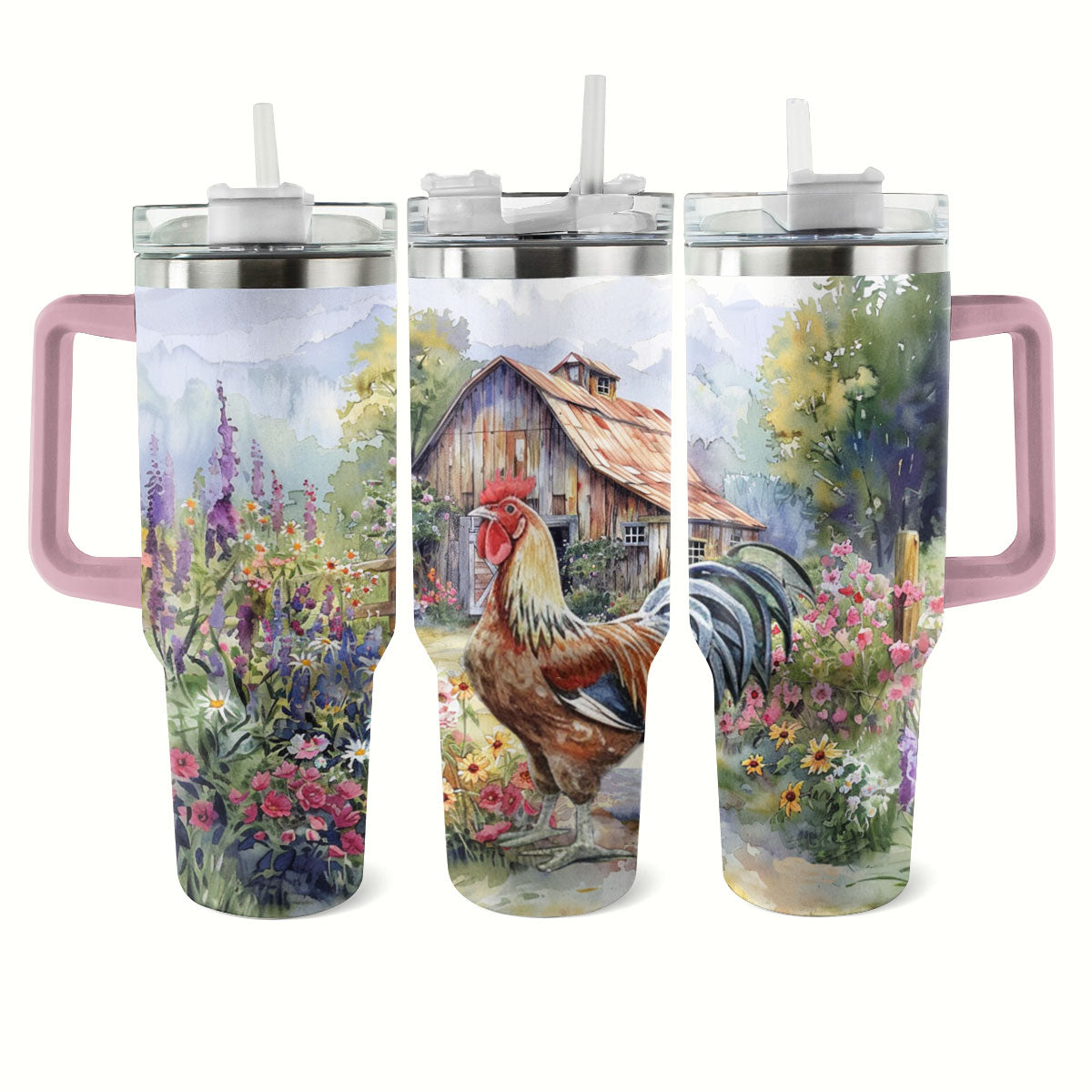 Chicken Custom Stanley Quencher 40oz Stainless Steel Tumbler With Handle