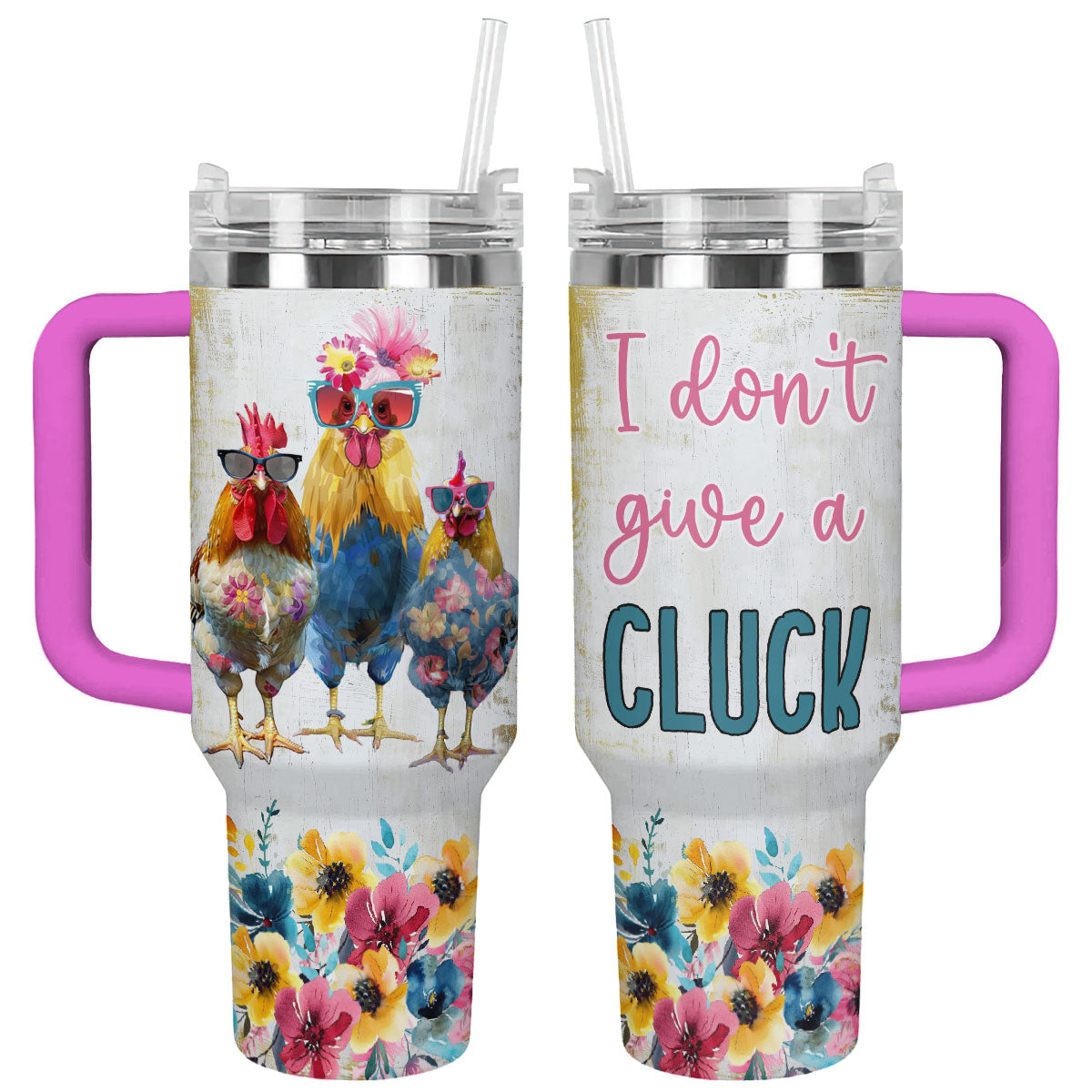 Chicken Custom Stanley Quencher 40oz Stainless Steel Tumbler With Handle
