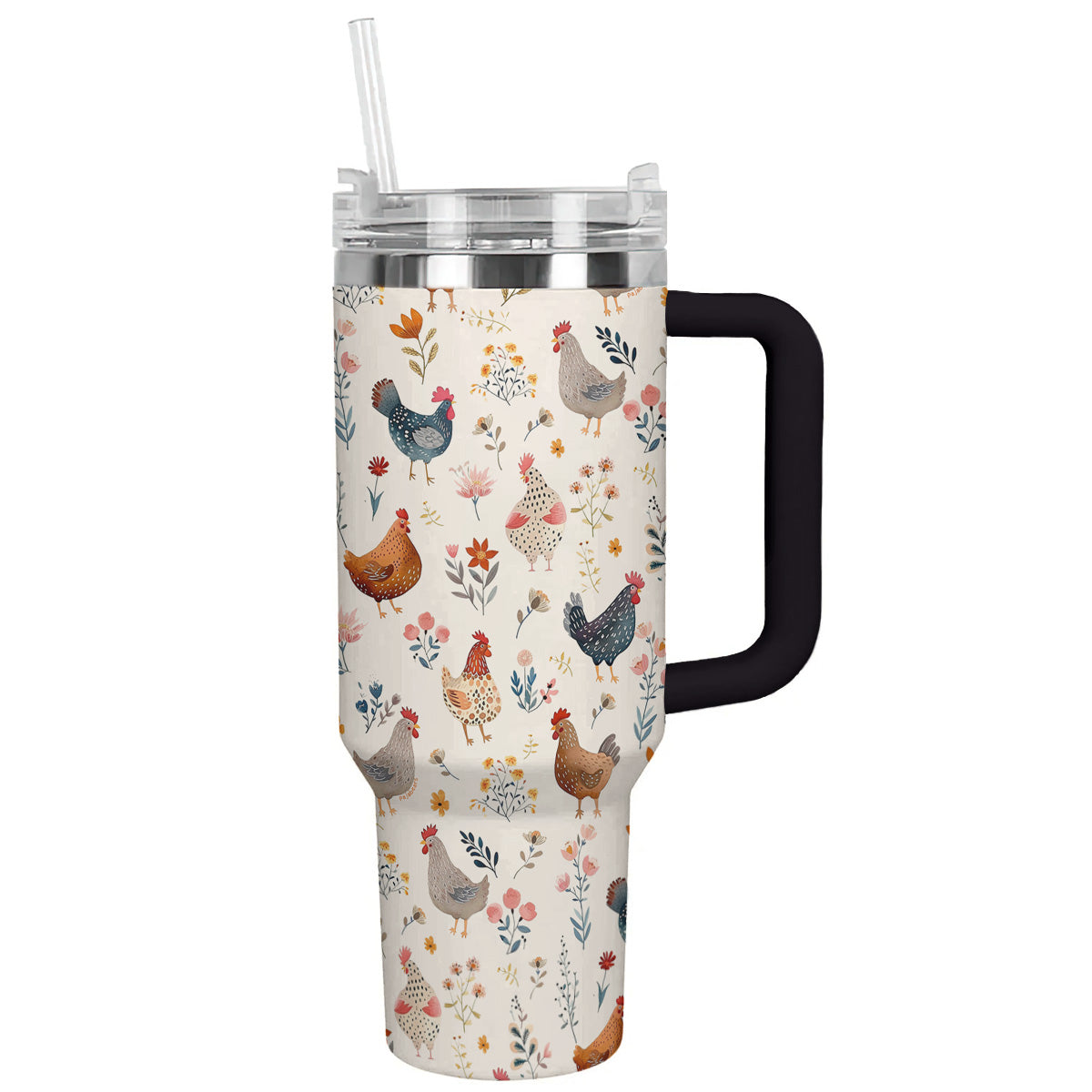 Chicken Custom Stanley Quencher 40oz Stainless Steel Tumbler With Handle
