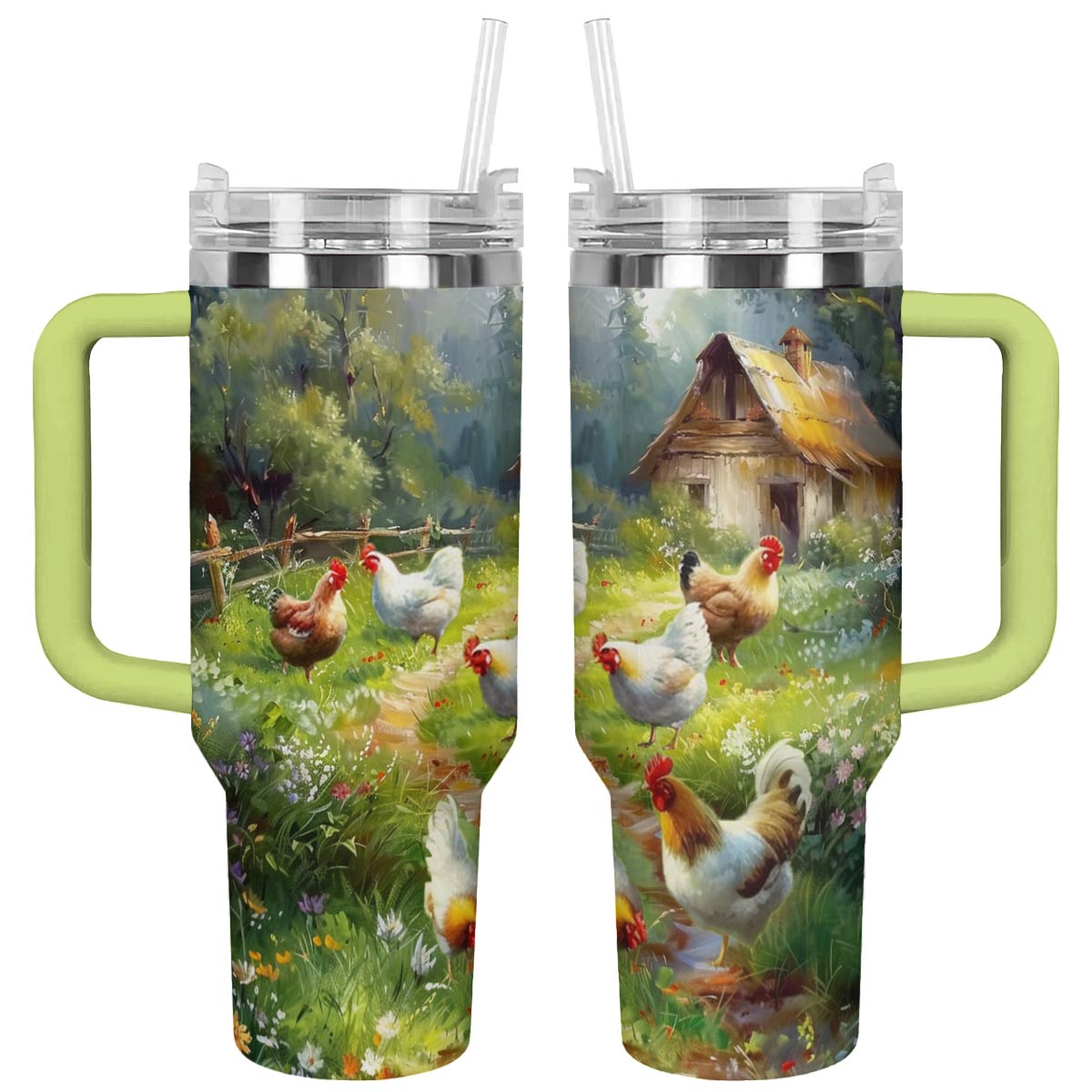 Chicken Custom Stanley Quencher 40oz Stainless Steel Tumbler With Handle