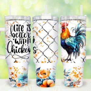 Chicken Custom Stanley Quencher 40oz Stainless Steel Tumbler With Handle