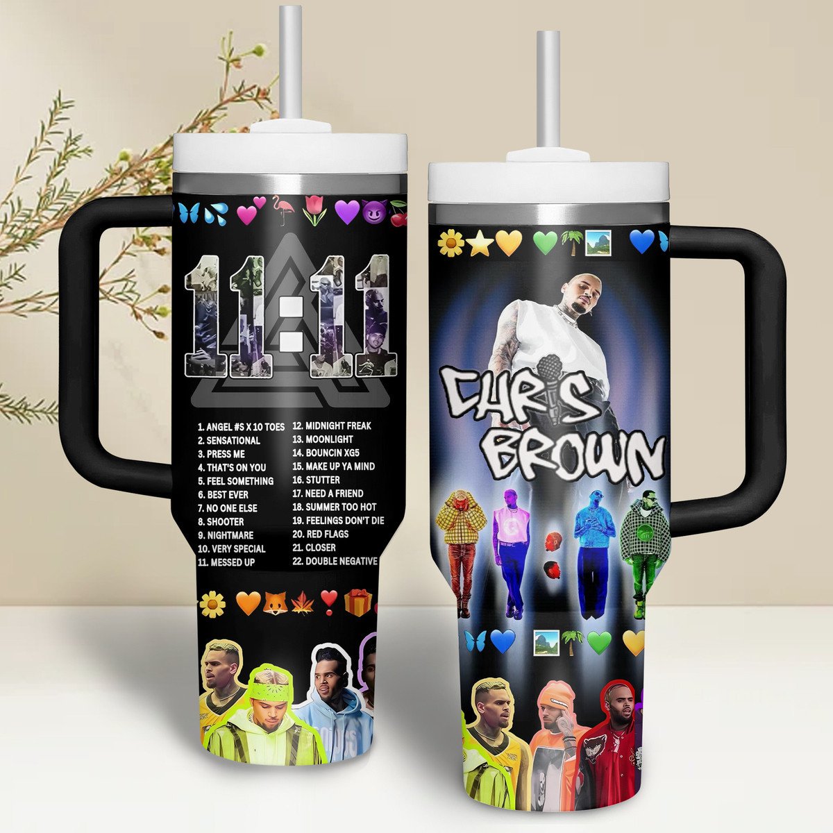 Chris Brown Music Custom Stanley Quencher 40oz Stainless Steel Tumbler With Handle
