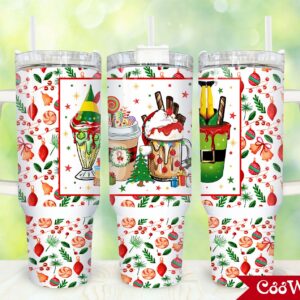 Christmas Coffee Custom Stanley Quencher 40oz Stainless Steel Tumbler With Handle