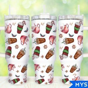 Christmas Coffee Custom Stanley Quencher 40oz Stainless Steel Tumbler With Handle