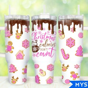 Christmas Gingerbread Custom Stanley Quencher 40oz Stainless Steel Tumbler With Handle