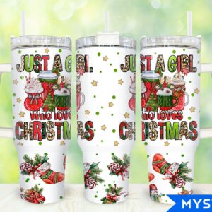Christmas Girl Custom Stanley Quencher 40oz Stainless Steel Tumbler With Handle