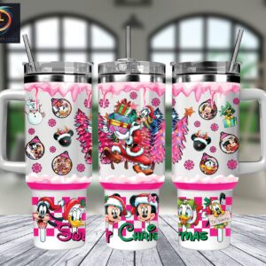 Christmas Goofy And Friends Disney Cartoon Custom Stanley Quencher 40oz Stainless Steel Tumbler With Handle