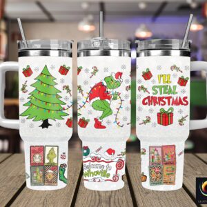 Christmas Grinch Movies Custom Stanley Quencher 40oz Stainless Steel Tumbler With Handle