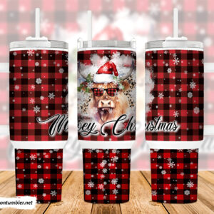 Christmas Highland Cow Custom Stanley Quencher 40oz Stainless Steel Tumbler With Handle