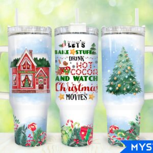 Christmas Holiday Custom Stanley Quencher 40oz Stainless Steel Tumbler With Handle