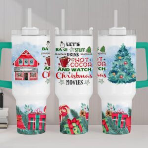 Christmas Holiday Vibes Custom Stanley Quencher 40oz Stainless Steel Tumbler With Handle